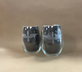 Prop and Wing Engraved Glass - 15 oz