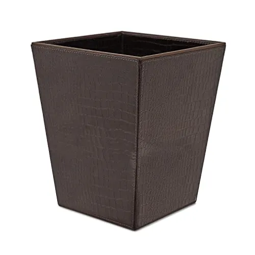 Pure Home   Living Brown Faux Leather Paper Bin