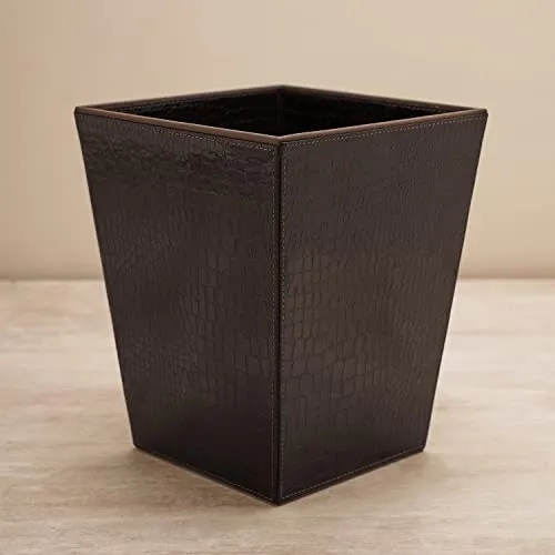 Pure Home   Living Brown Faux Leather Paper Bin