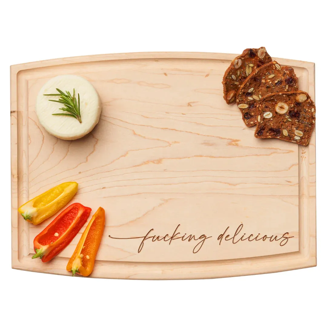 "F...... Delicious" Artisan Maple Cutting Board - 12 X 9"