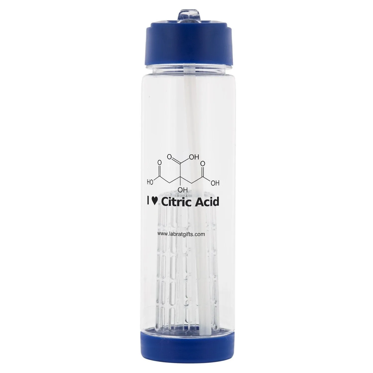 "I ♥ Citric Acid" - 25oz Fruit Infuser Water Bottle (blue)