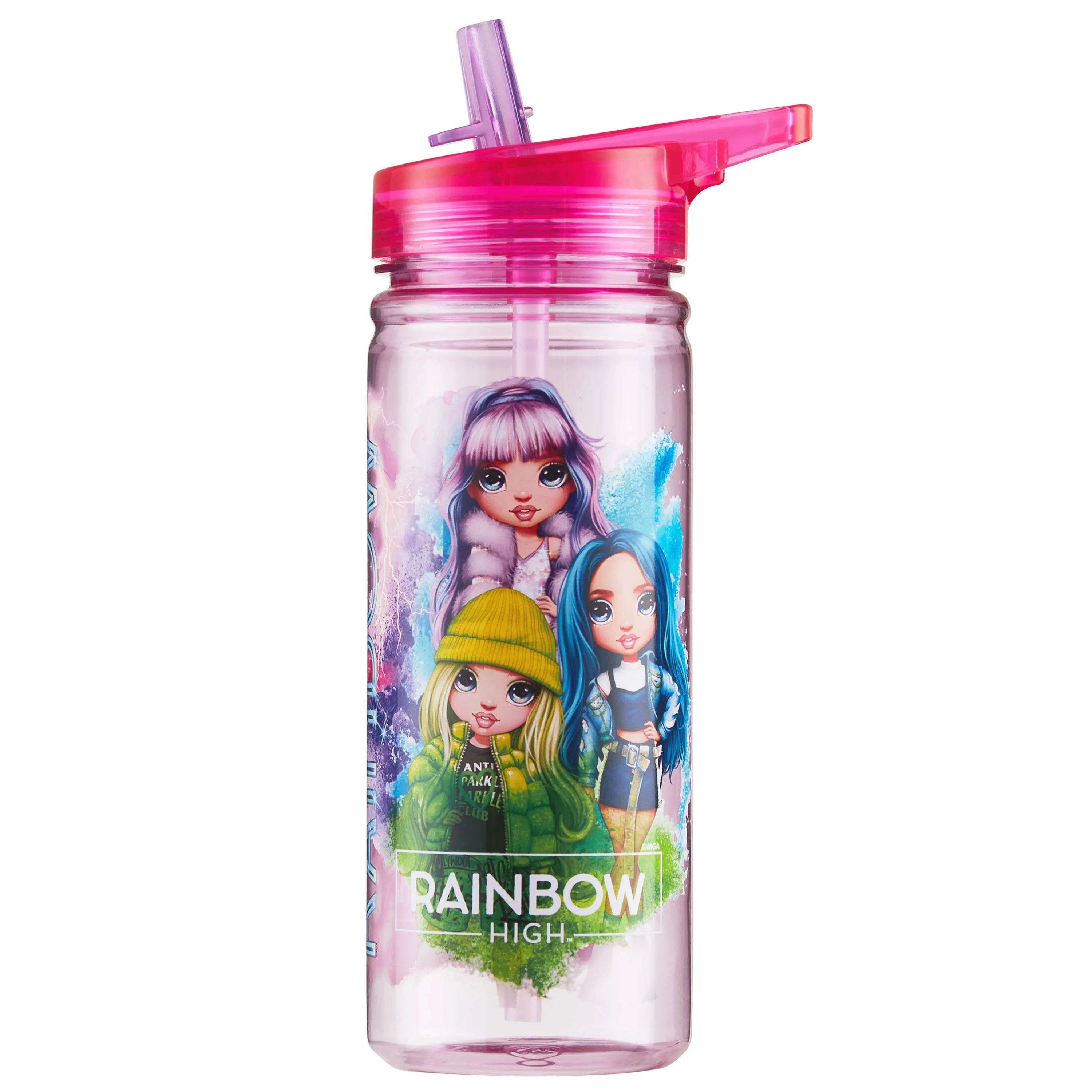 Rainbow High Water Bottle for Girls 580ml BPA Free Water Bottle With Straw