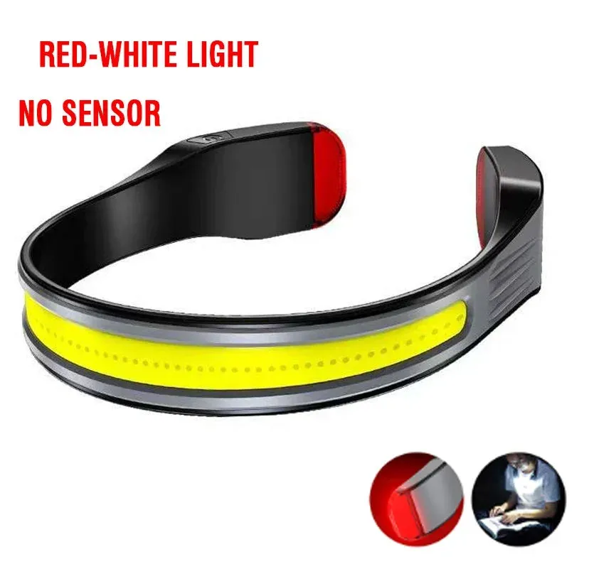 Rechargeable Headlamp 3 Light Modes Lamp With Tail Red and White Light COB Wide Angle Lighting for Outdoor Running Camping Work