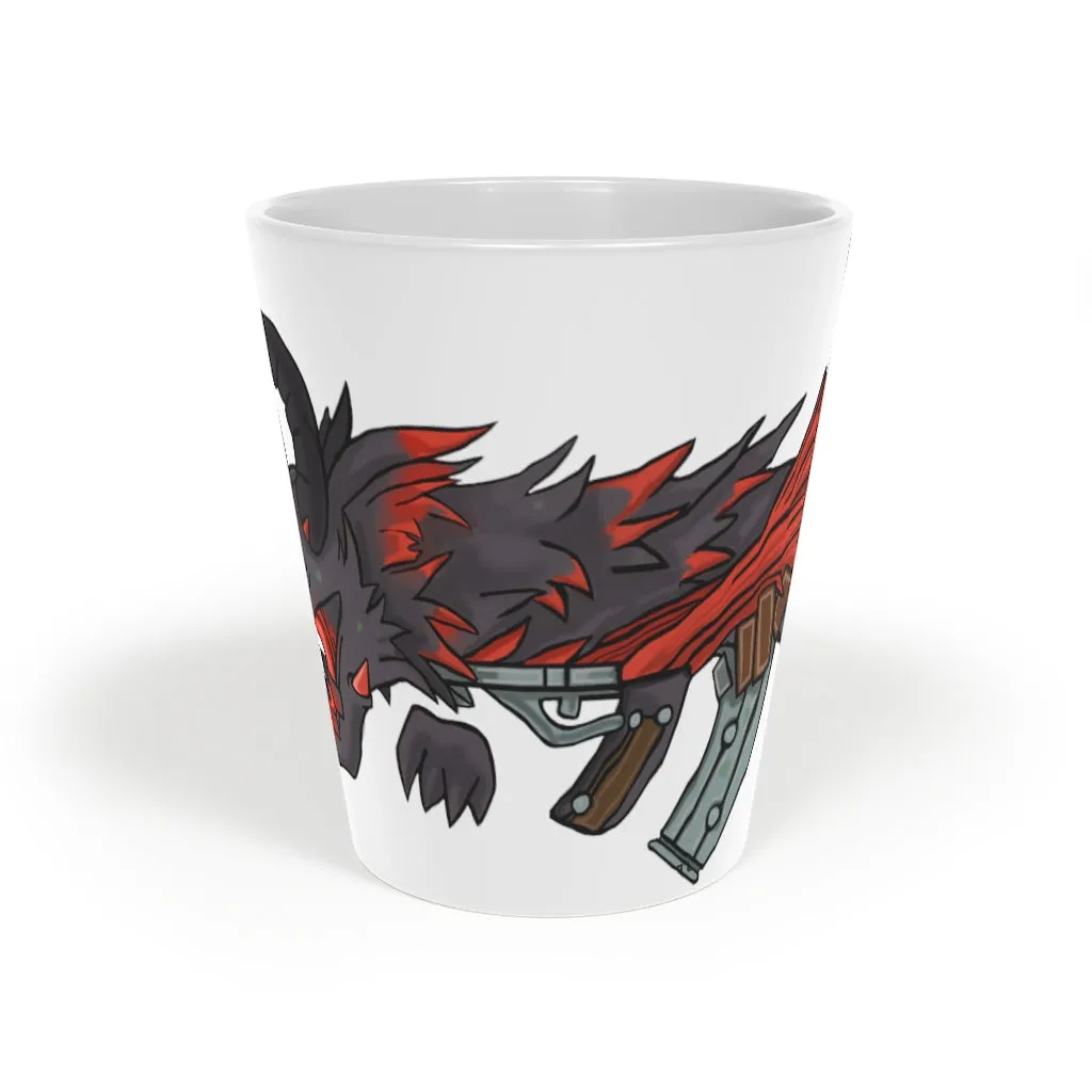 Red Black Dragon Gun Latte Mug, 12oz