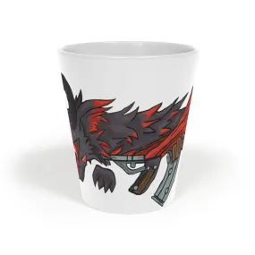 Red Black Dragon Gun Latte Mug, 12oz