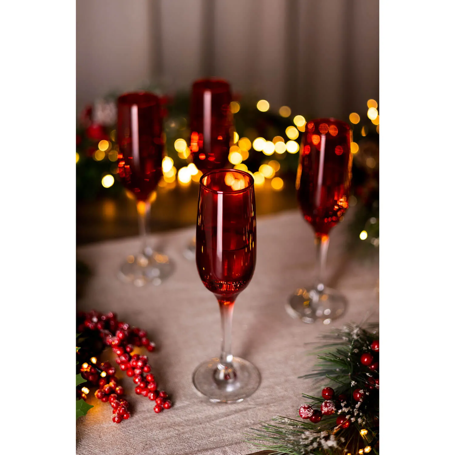 Red Champagne Glass Set of 4