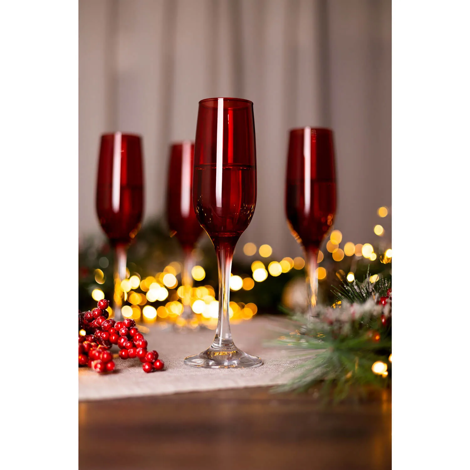 Red Champagne Glass Set of 4