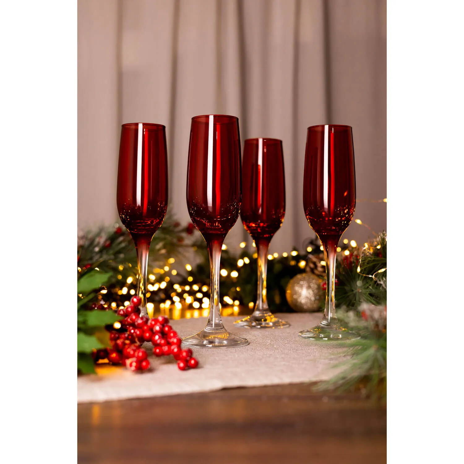 Red Champagne Glass Set of 4