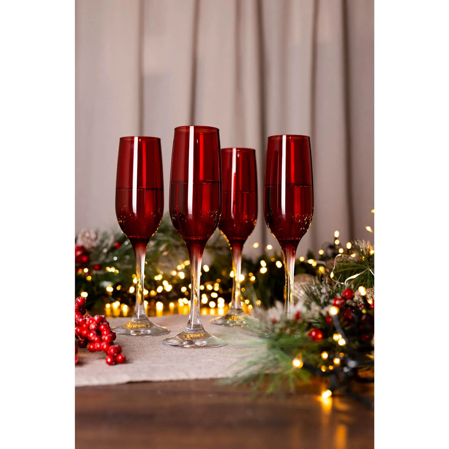 Red Champagne Glass Set of 4