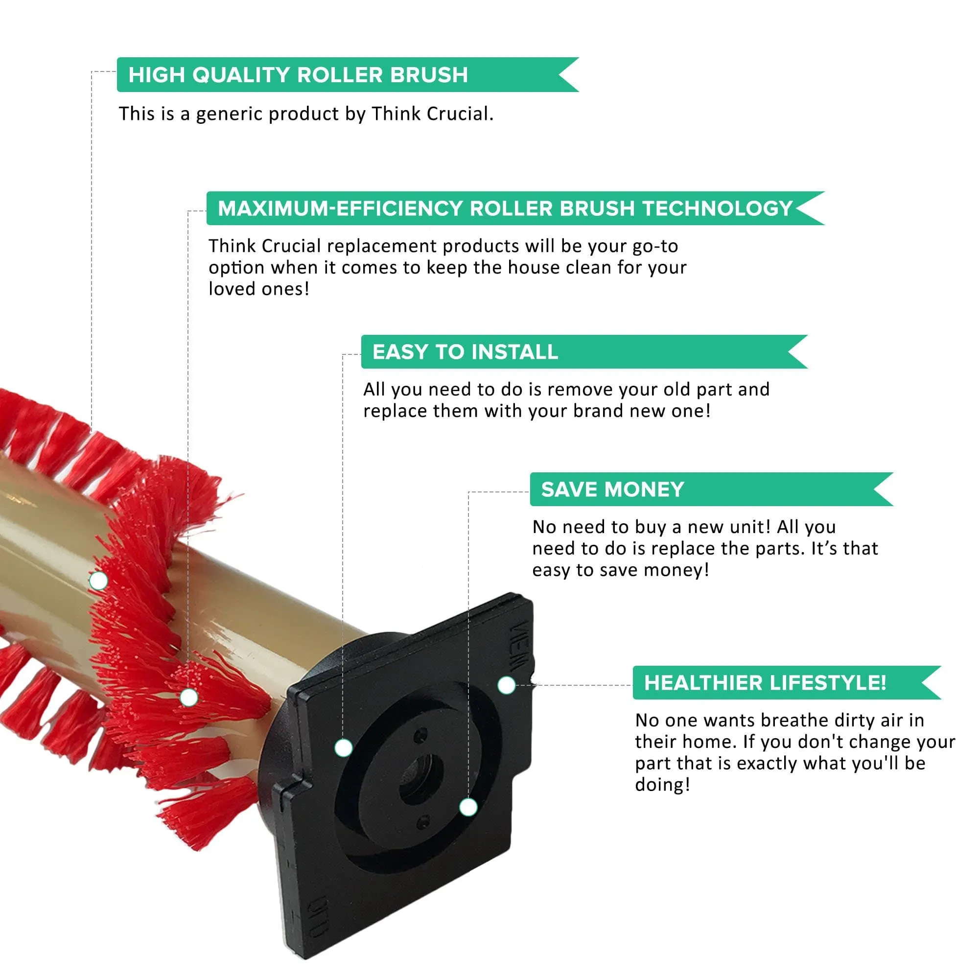 Replacement Brushroller, Fits Oreck XL, Compatible with Part 016-1152 & 75202-01