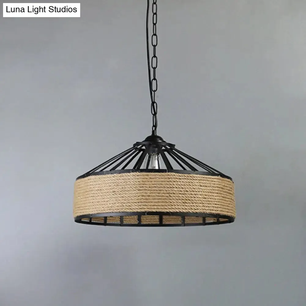 Retro Industrial Metal Pendant Hanging Light with Flared Cage Design - Ideal for Restaurants