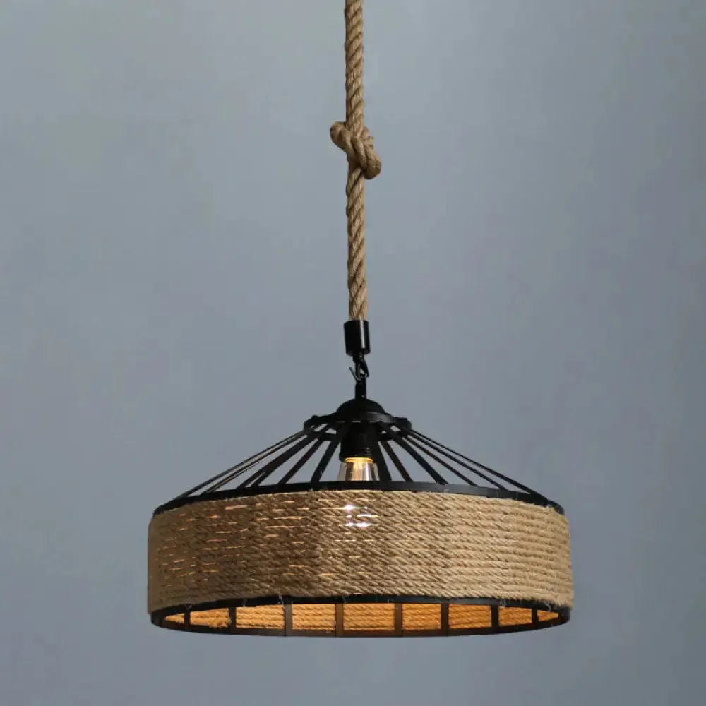 Retro Industrial Metal Pendant Hanging Light with Flared Cage Design - Ideal for Restaurants