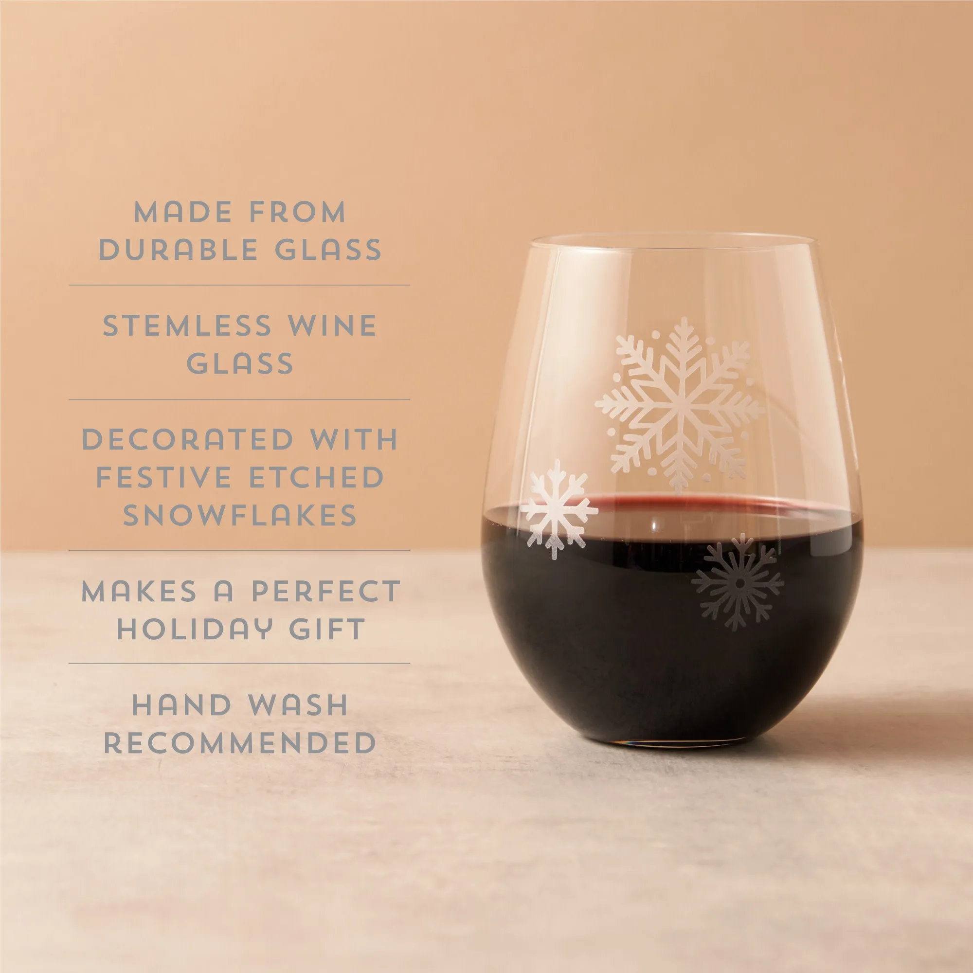 Scattered Snowflakes Stemless Wine Glass