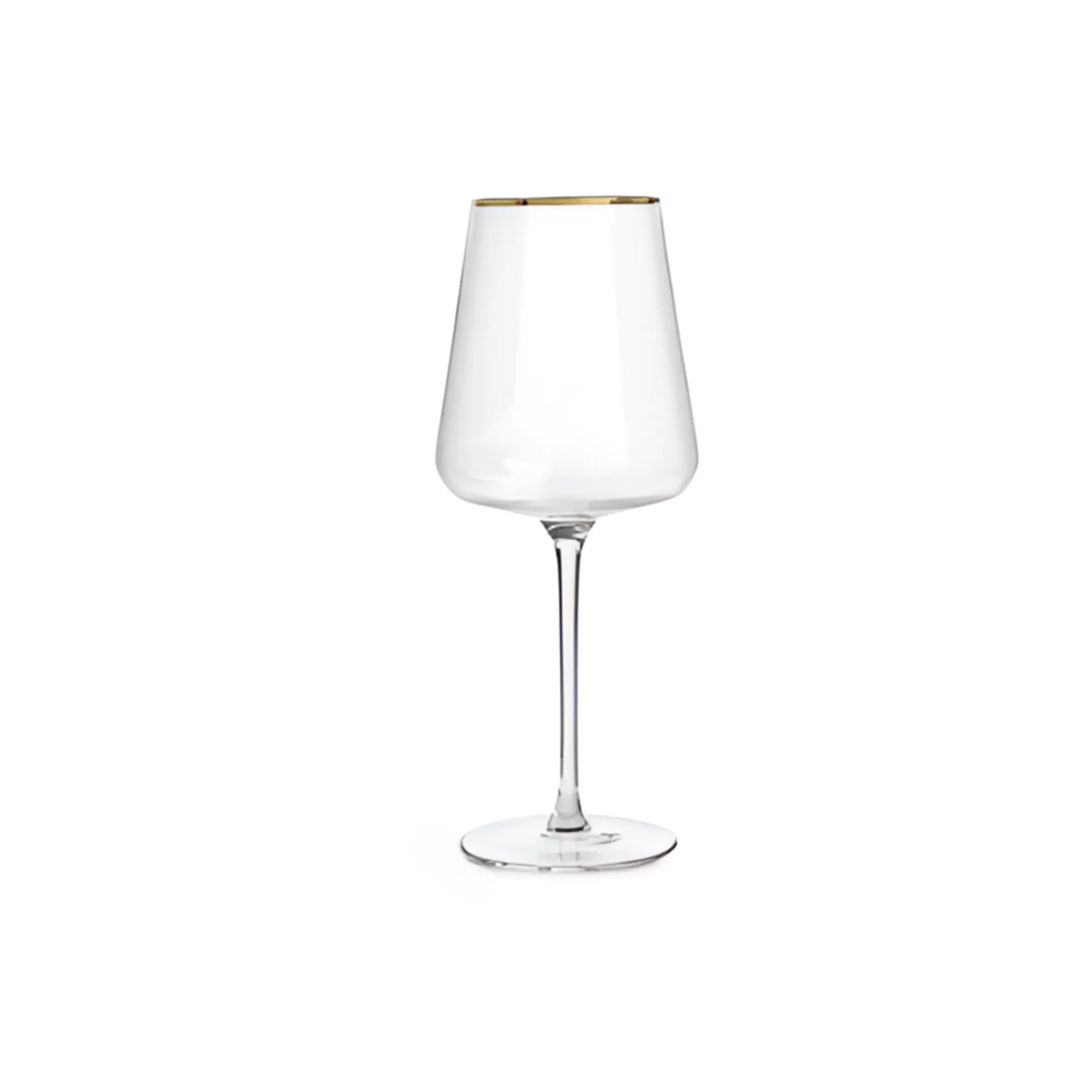 Set of 4 Transparent 450ml Shining Crystal Wine Glasses with Gold Rim