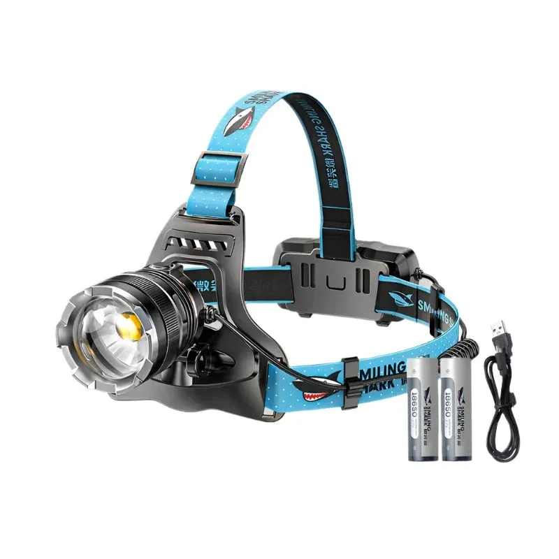 Smiling Shark K225 Powerful Headlamp XHP70 Sensor Headlight Rechargeable Waterproof Head Flashlight for Outdoor Camping Working