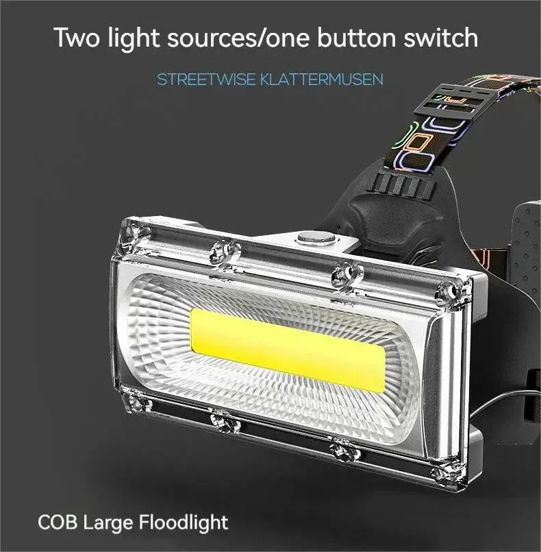 Smiling Shark K608 COB Headlight Warning Light Rechargeable Waterproof  Floodlight Headlamp for Night Working Camping Hiking