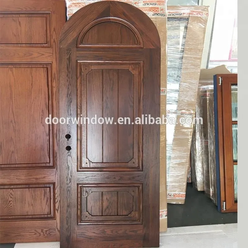 Solid Single Mahogany Wood Interior Wine Cellar Door with Arch Top and Insulated Glassby Doorwin