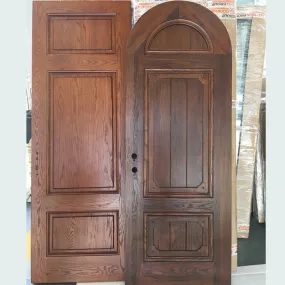 Solid Single Mahogany Wood Interior Wine Cellar Door with Arch Top and Insulated Glassby Doorwin