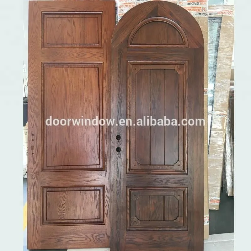 Solid Single Mahogany Wood Interior Wine Cellar Door with Arch Top and Insulated Glassby Doorwin