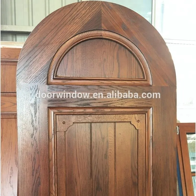 Solid Single Mahogany Wood Interior Wine Cellar Door with Arch Top and Insulated Glassby Doorwin