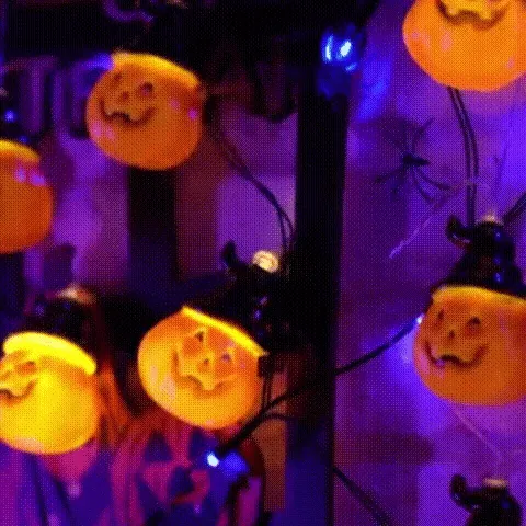 Spooky LED Pumpkin String Lights – Perfect Halloween Decoration for Your Home!