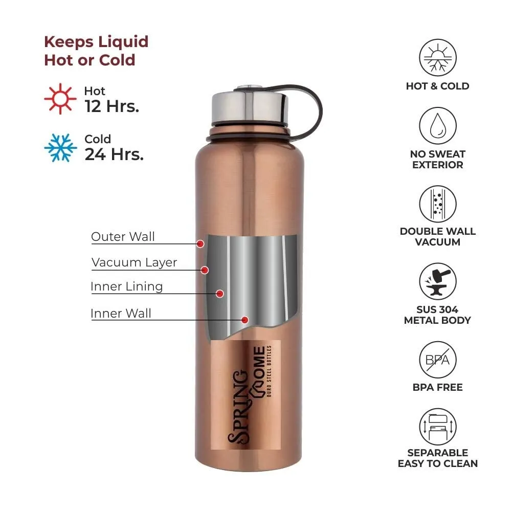 Spring Home Delta Premium Stainless Steel Double Wall Vacuum Insulated BPA Free Water Bottle, Sports Thermos Flask Keeps Hot 12 Hours, Cold 24 Hours (1500)