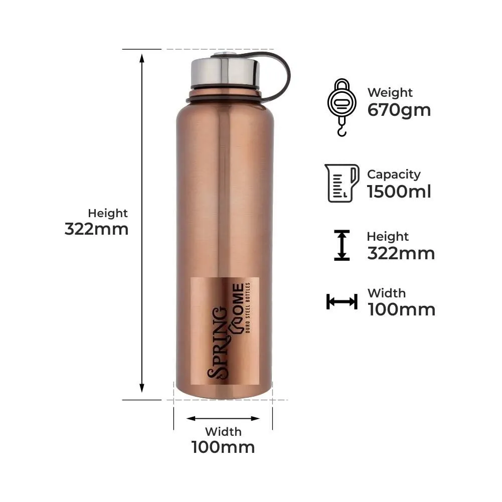 Spring Home Delta Premium Stainless Steel Double Wall Vacuum Insulated BPA Free Water Bottle, Sports Thermos Flask Keeps Hot 12 Hours, Cold 24 Hours (1500)