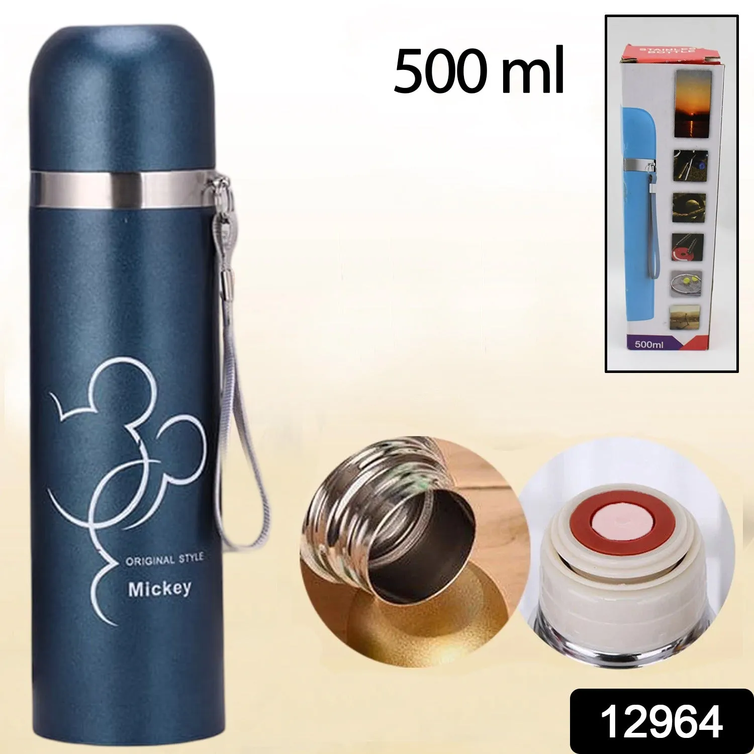 Stainless Steel Thermal mug / Water Bottle, vacuum flask (500 ML / 1 Pc / Mix Color)