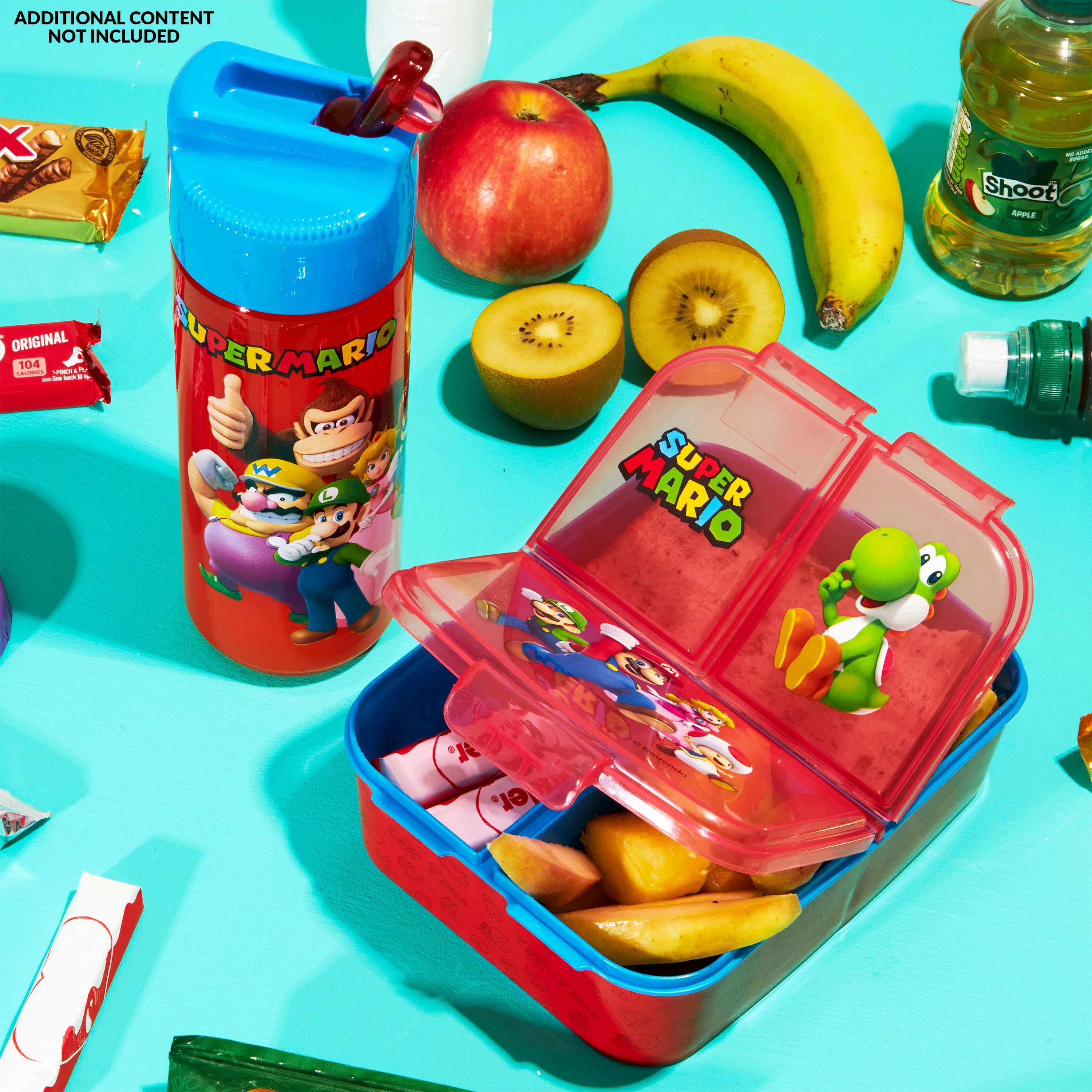 Super Mario Kids Lunchbox with Compartments & Water Bottle, School, Day Trips