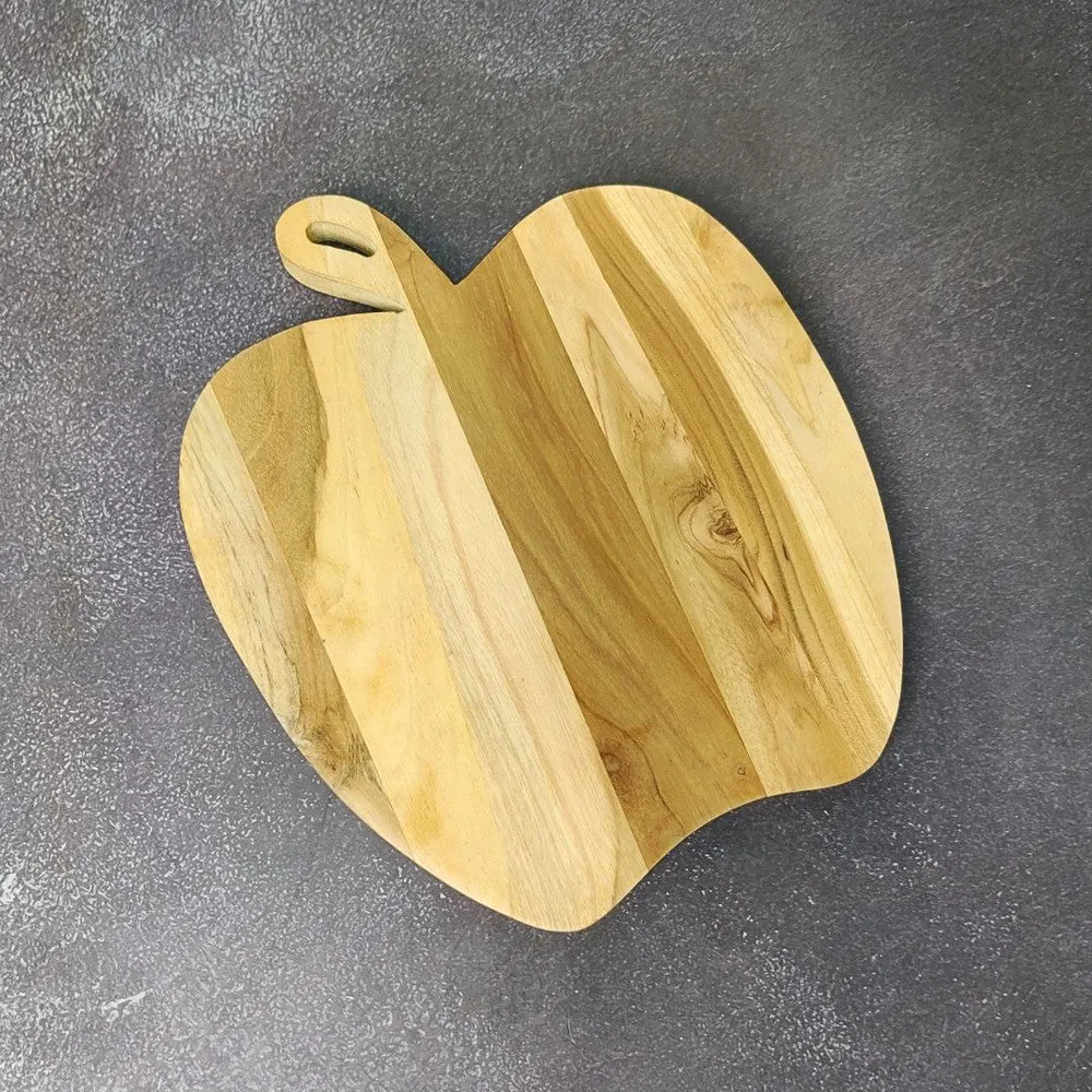 Teak Wood Apple Shaped Fruit, Vegetable Chopping Cutting Board