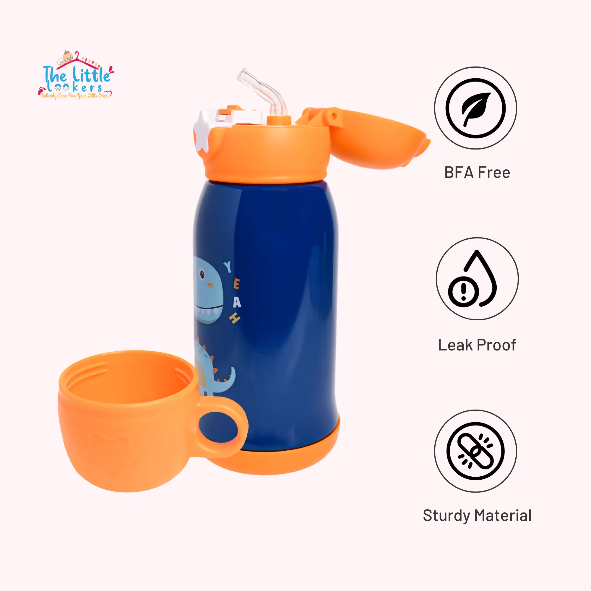 THE LITTLE LOOKERS Stainless Steel Insulated Sipper Bottle for Kids/Sipper School Bottle/Sipper Bottle with Straw/Travelling Water Bottle for Kids with Pop up Straw (550ml)