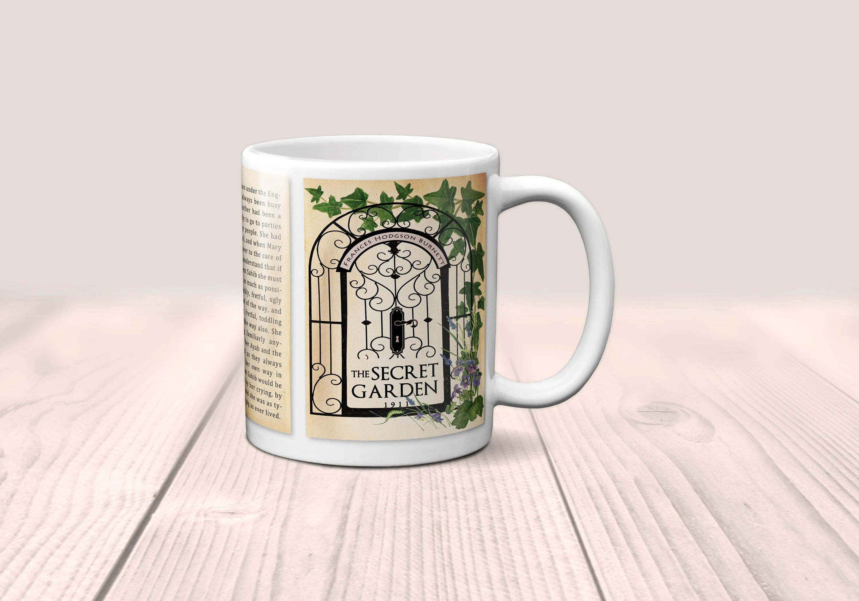 The Secret Garden by Frances Hodgson Burnett Mug. Coffee Mug with The Secret Garden Title and Book Pages,Bookish Gift,Literature Mug