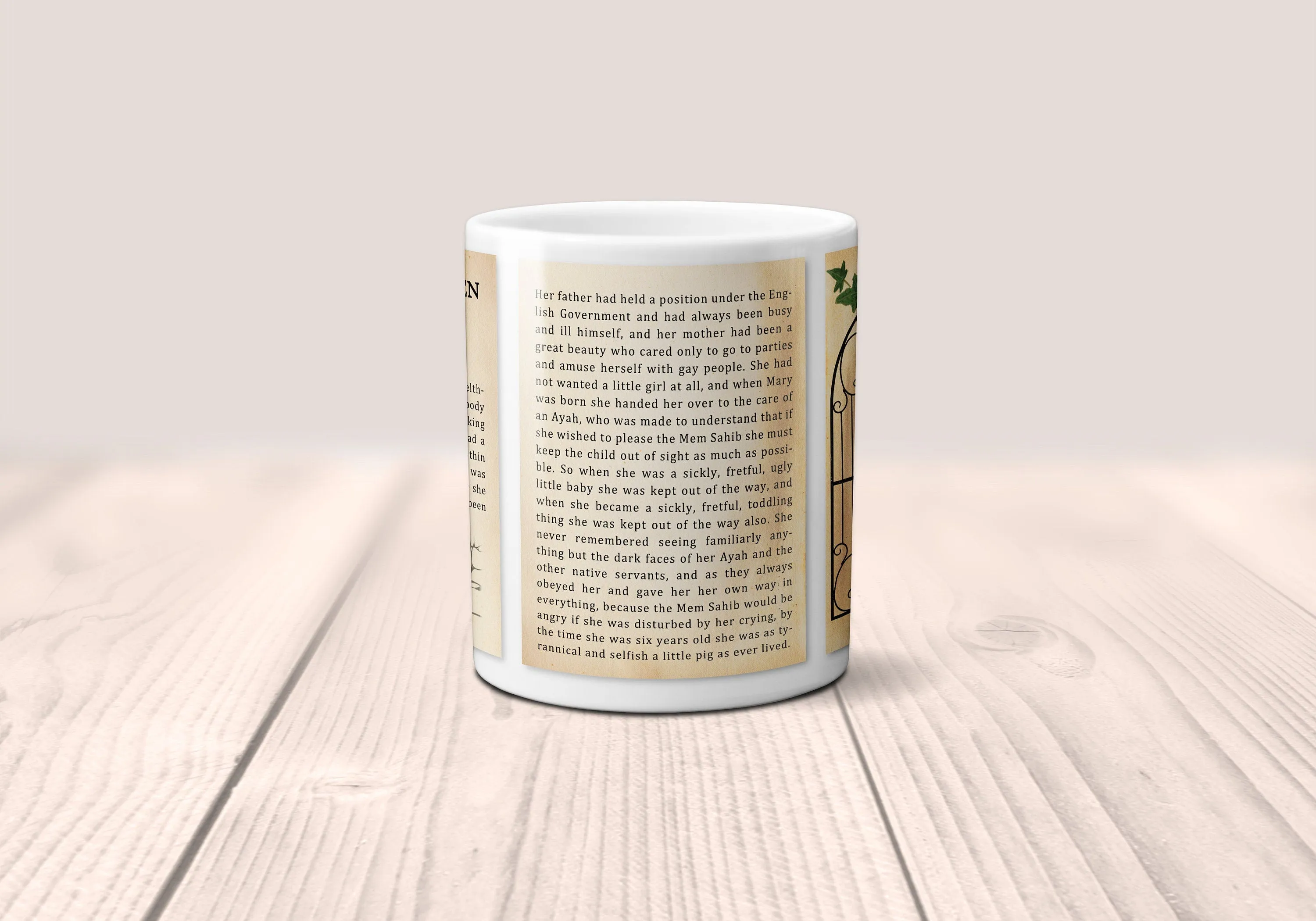 The Secret Garden by Frances Hodgson Burnett Mug. Coffee Mug with The Secret Garden Title and Book Pages,Bookish Gift,Literature Mug