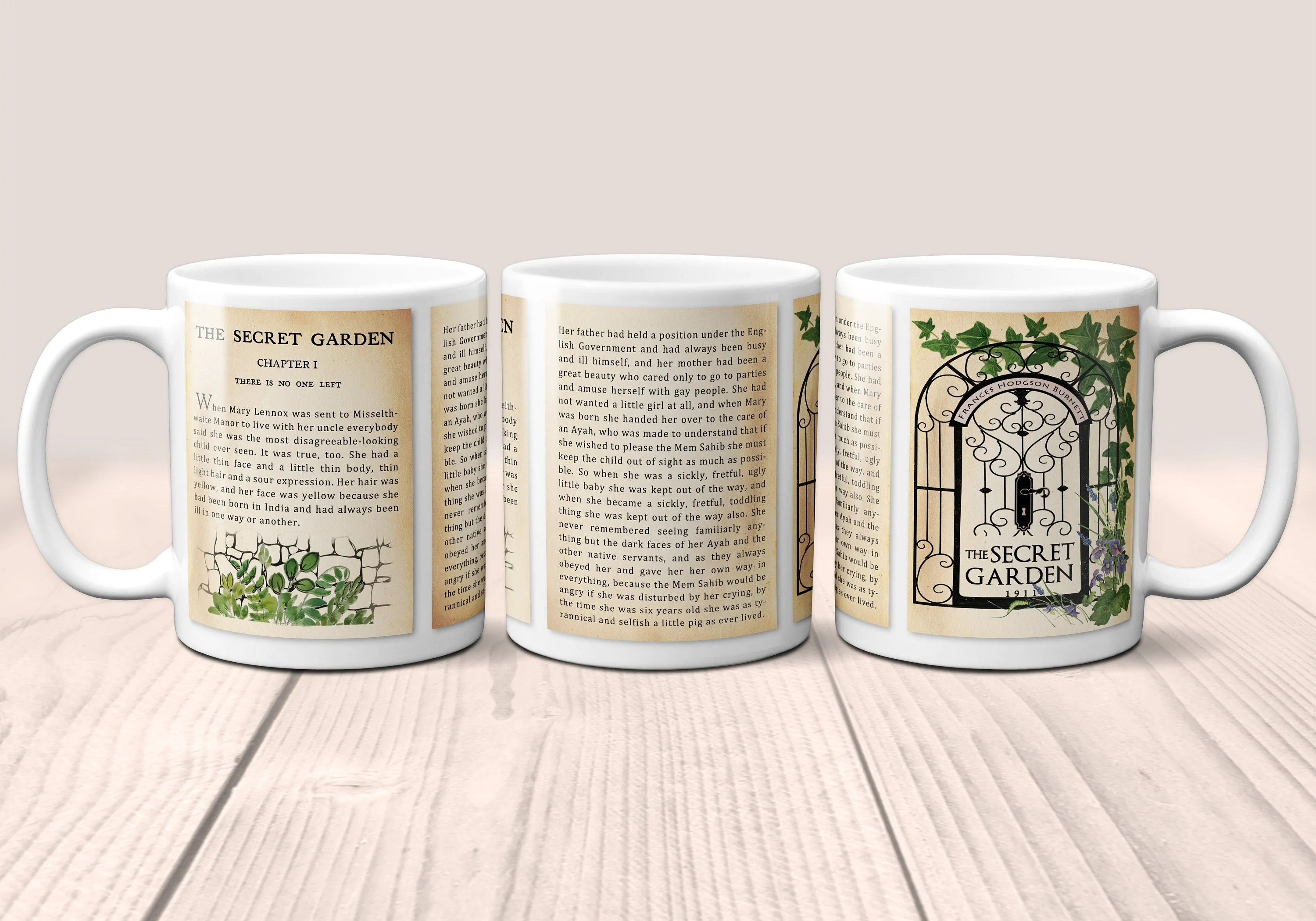 The Secret Garden by Frances Hodgson Burnett Mug. Coffee Mug with The Secret Garden Title and Book Pages,Bookish Gift,Literature Mug