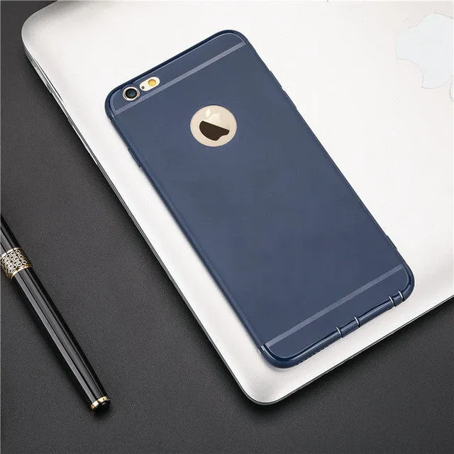 Topnow Candy color silicon Phone case For Apple iPhone 6 6S 6Plus 6sPlus 7 7Plus TPU Logo Window Dust plug Ultra thin back cover