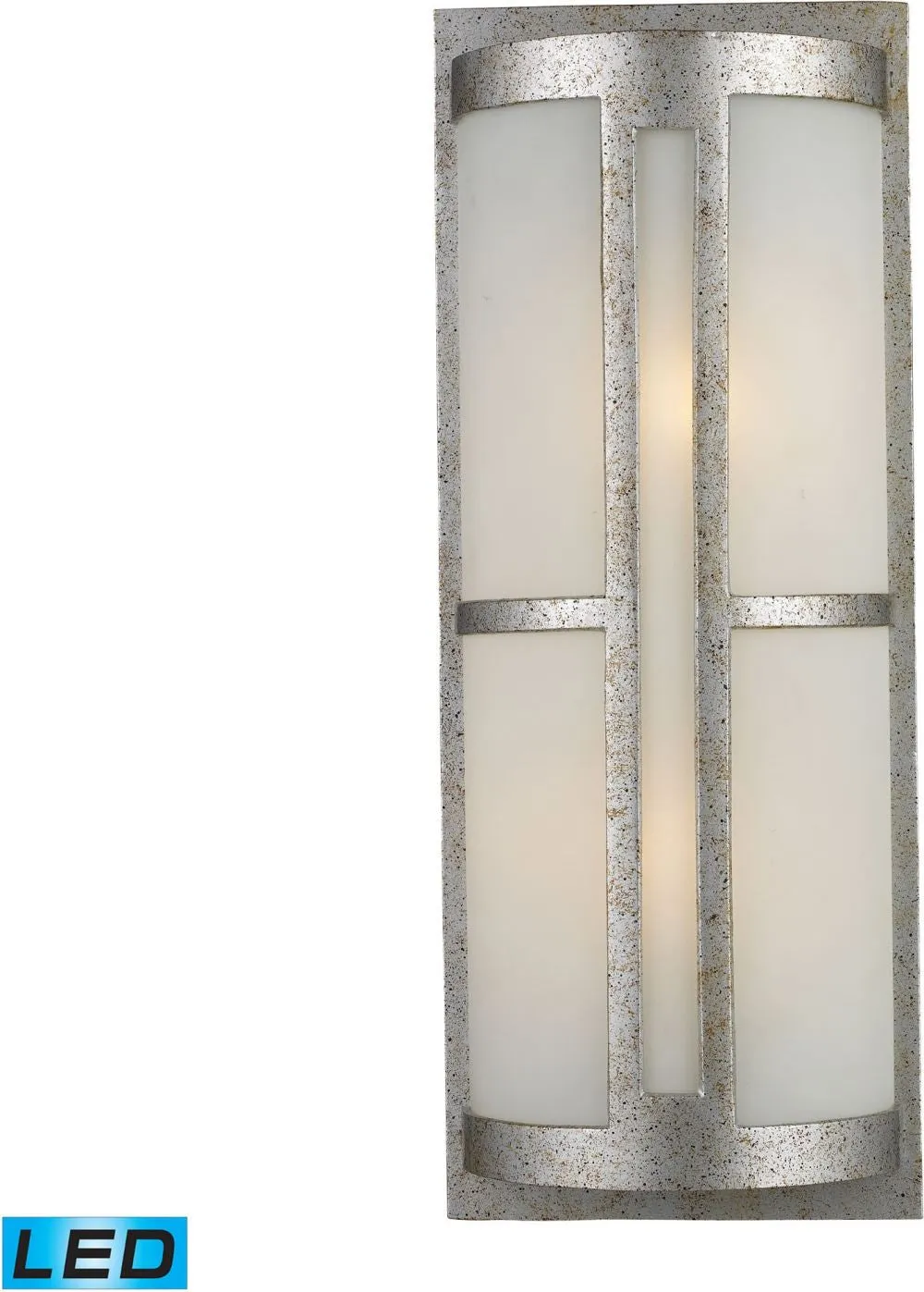 Trevot 2 Light Outdoor Led Wall Sconce In Sunset Silver and Frosted Glass