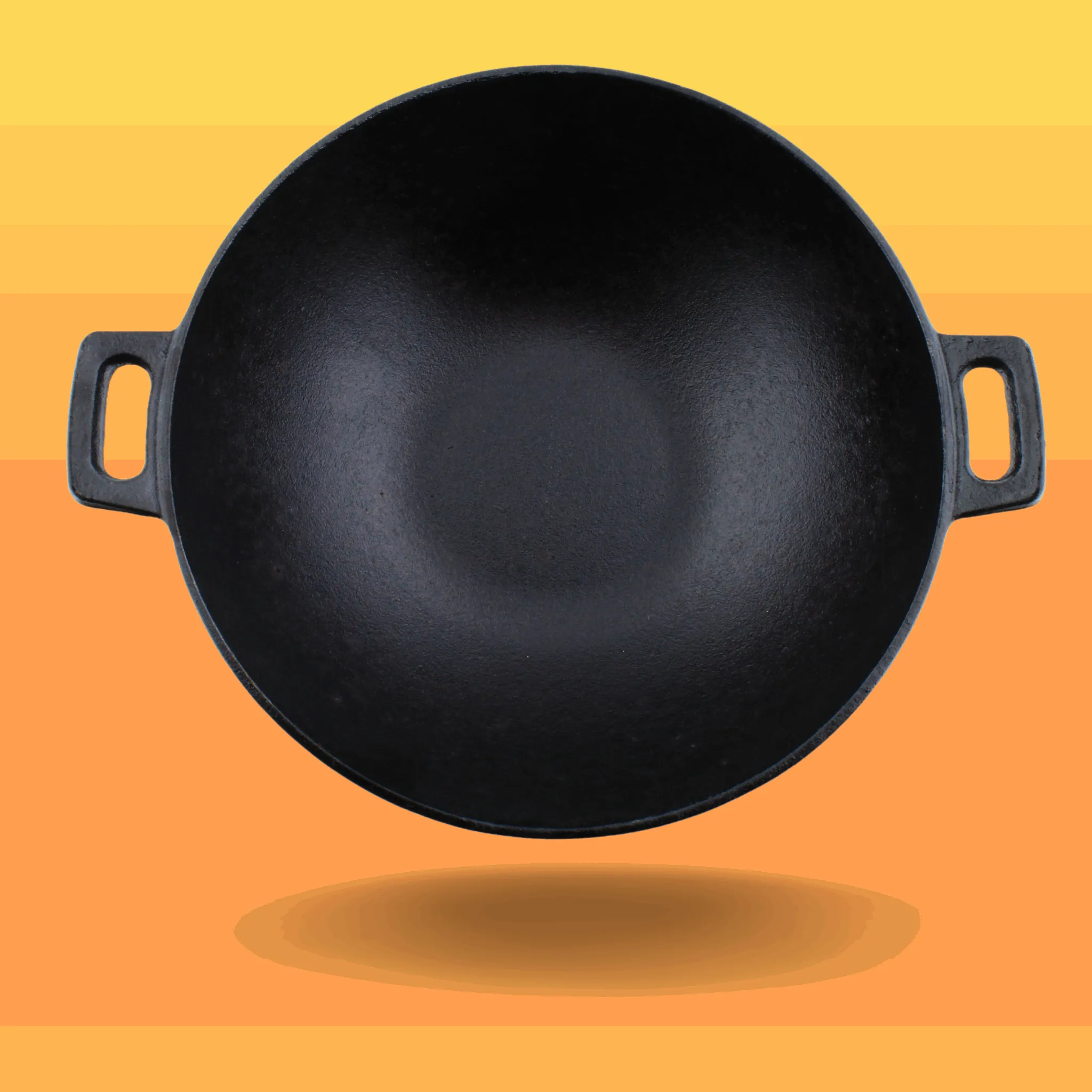 Trilonium Triple Seasoned Cast Iron Kadhai 24 cm, Sleek, Weighs 2 kgs Capacity 2.2L