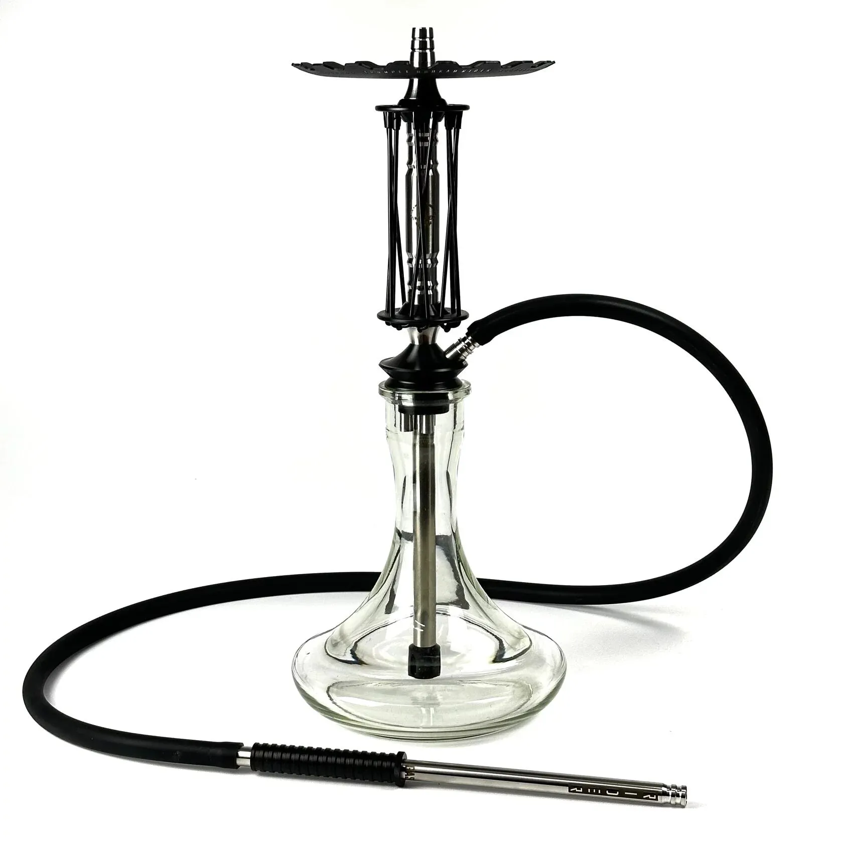 Trumpet Hookah Rider Black with a Metal Base