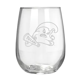 Tulane Green Wave 17 oz. Stemless Wine Glass