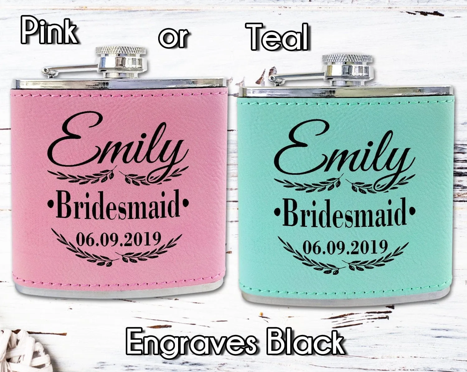 Unique Engraved Black Flasks Personalized Womens Gift 21st Birthday Favors Girls Trip Present Wedding Party Bridesmaids Thank You Gifts