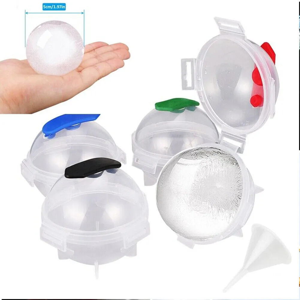 US 4-8 Pc 2'' Ice Ball Maker Mold Round Tray Silicone Sphere Whiskey Cocktails