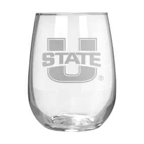 Utah State Aggies 17 oz. Stemless Wine Glass