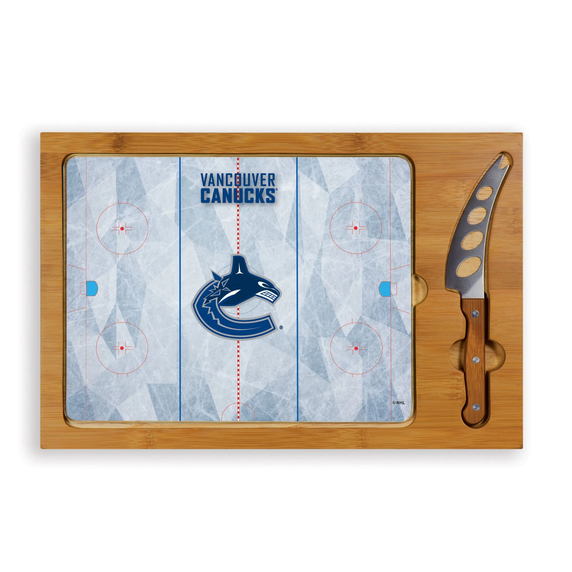 Vancouver Canucks Hockey Rink - Icon Glass Top Cutting Board & Knife Set