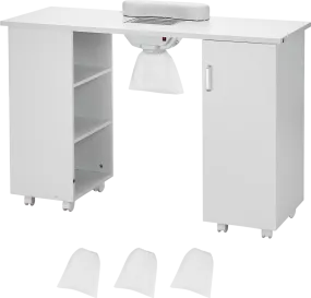 Vevor Manicure Table with Dust Collector MDF Workstation 8 Wheels 3 Dust Bags and Wrist Rest New