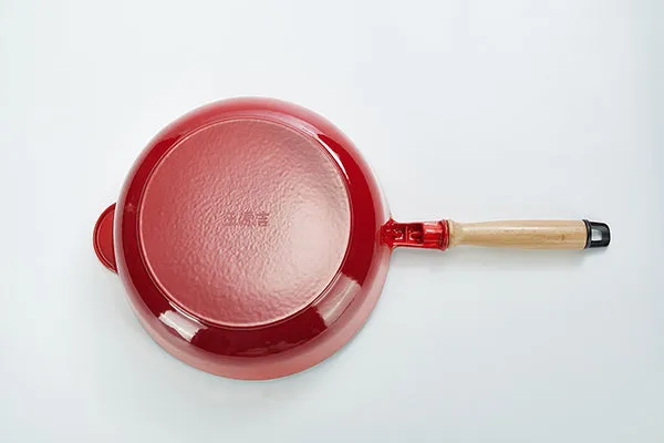 WANGYUANJI Enameled Cast Iron Wok with Cover