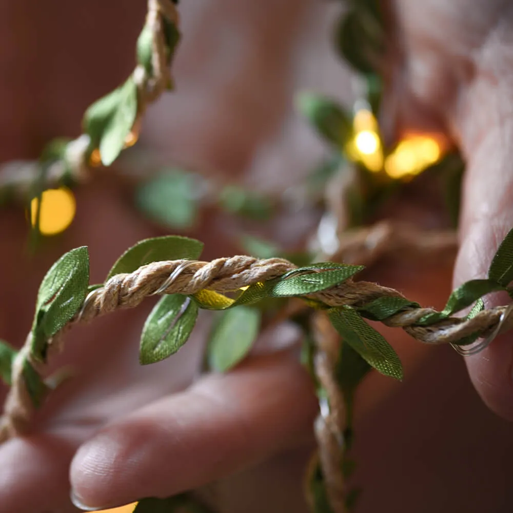 Warm White LED Leaf Twine Fairy Lights