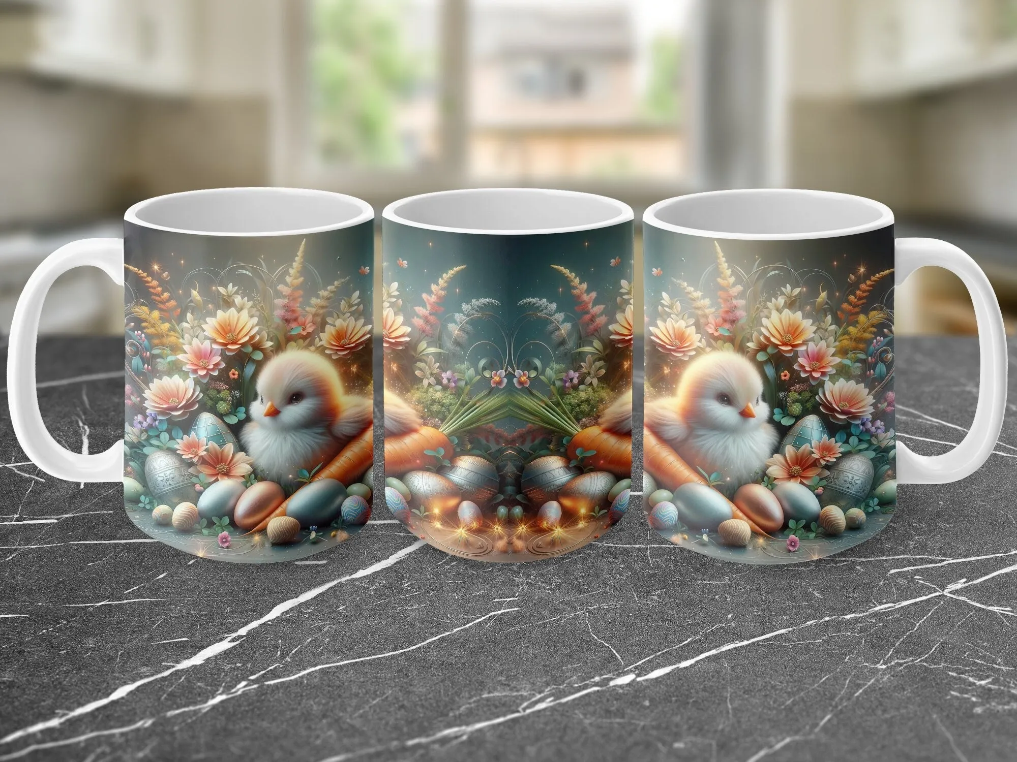 Whimsical Easter Chick Coffee Mug, Spring Floral and Eggs Decorative Cup, Unique Seasonal Gift for Coffee Lovers, Unique Gift