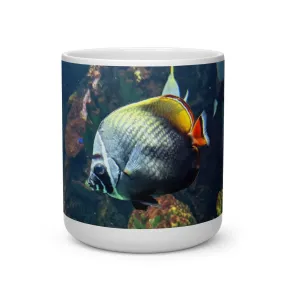 White Black Fish Heart Shape Mug