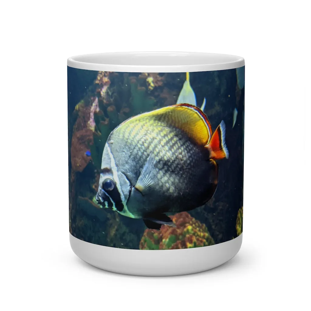 White Black Fish Heart Shape Mug