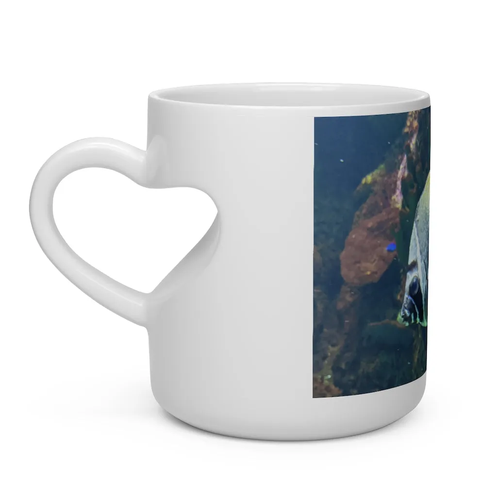 White Black Fish Heart Shape Mug